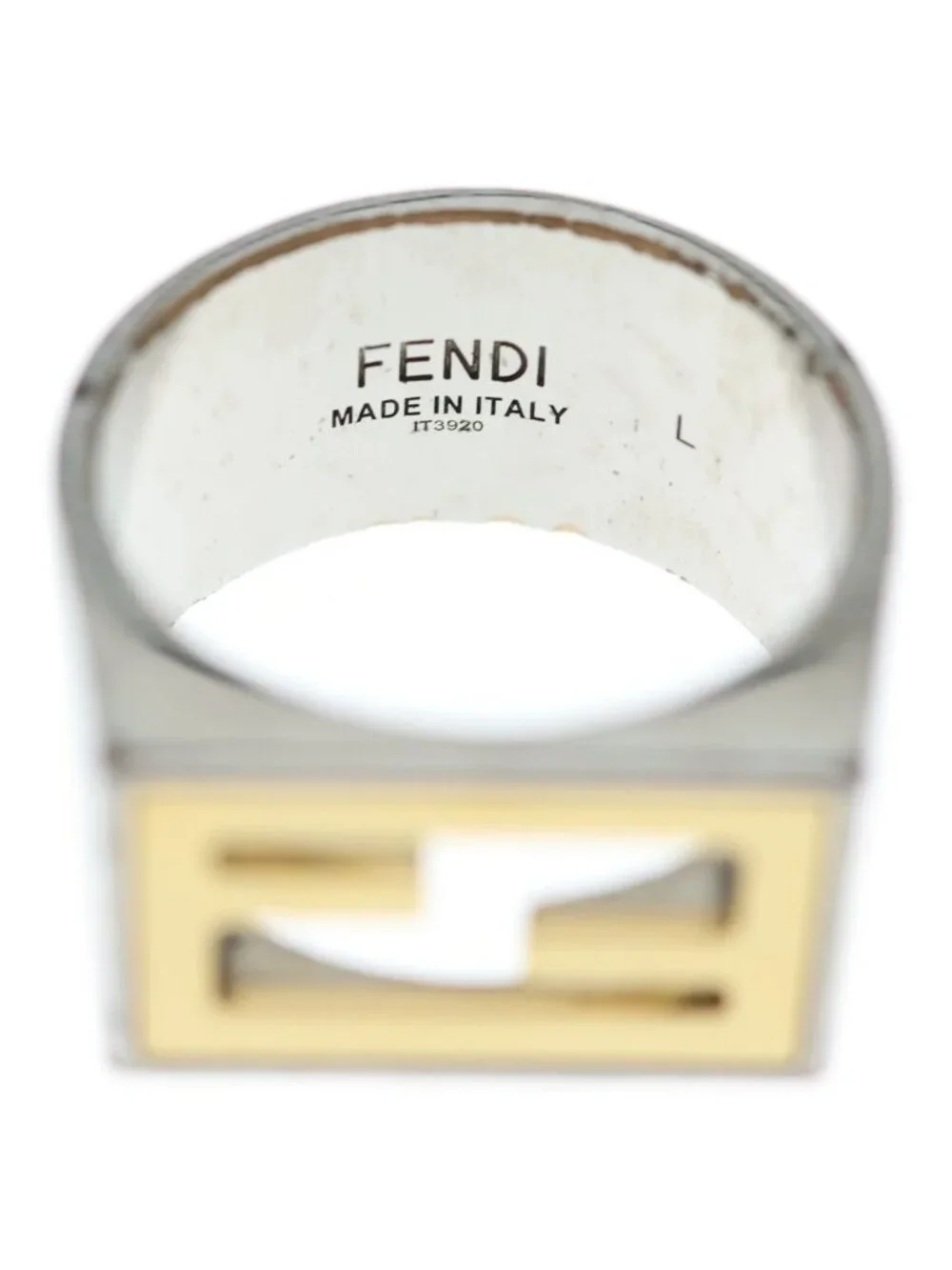 Fendi FF Motif Signet Ring Silver
